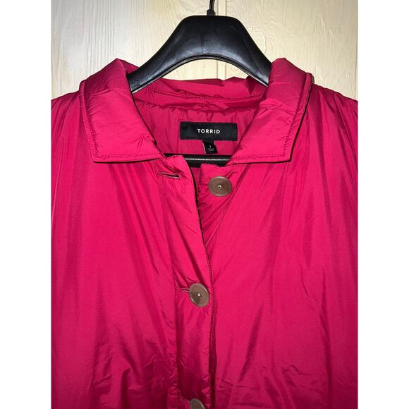 Torrid Jacket Women's 2X Puffer Coat Lightweight Packable Poly Down Pink Red NEW - Picture 8 of 12